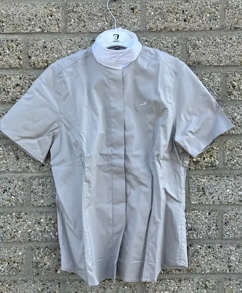 blouse dames korte mouw grey.webp