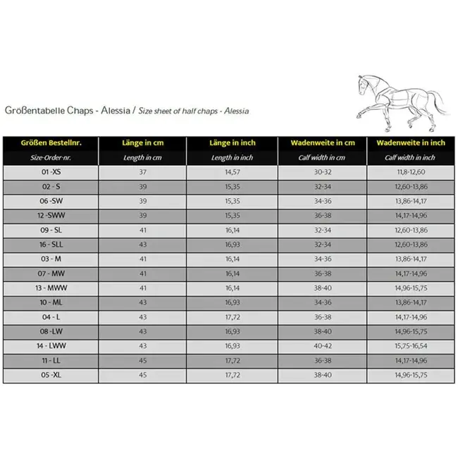 chaps kavalkade alesia maattabel.webp