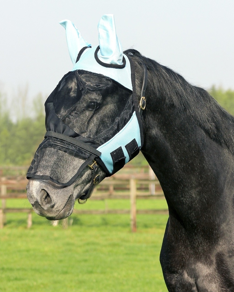 Vliegenkap met afneembare neusflap (Zwart, Full)